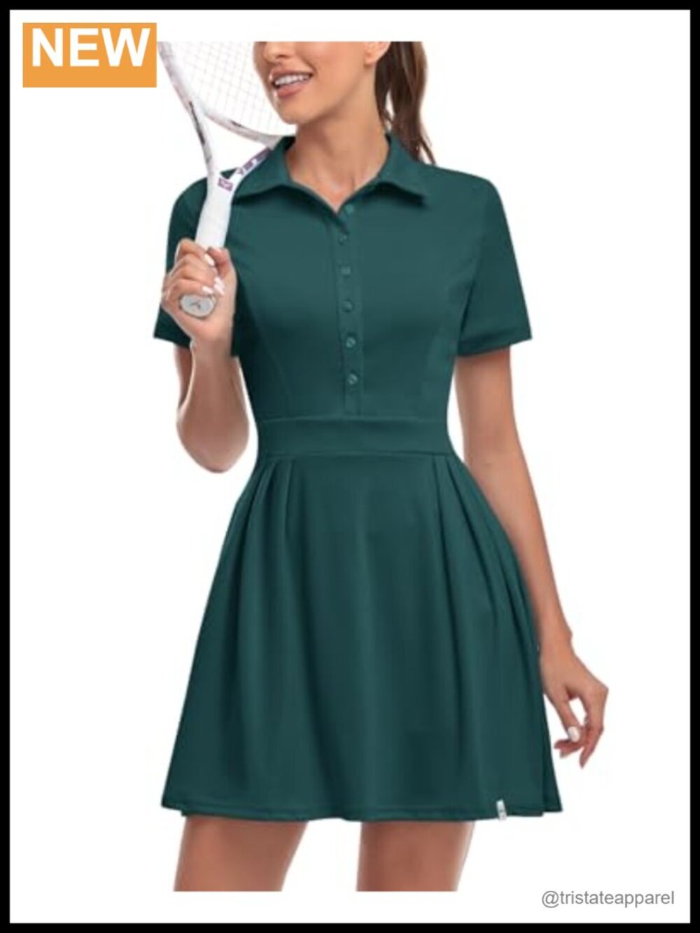 Women Polo Golf Tennis Dress Built in Shorts Short Sleeve Athletic Pleated